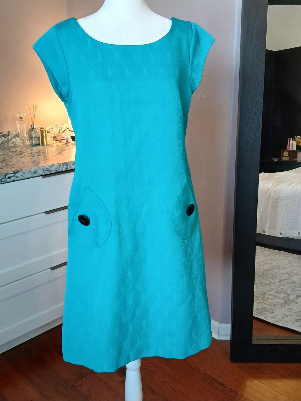 Madison Leigh Retro Turquoise Mini Dress Sz 8